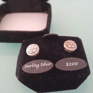 Sterling Silver Post Diamond Earrings Pierced Box included NWT